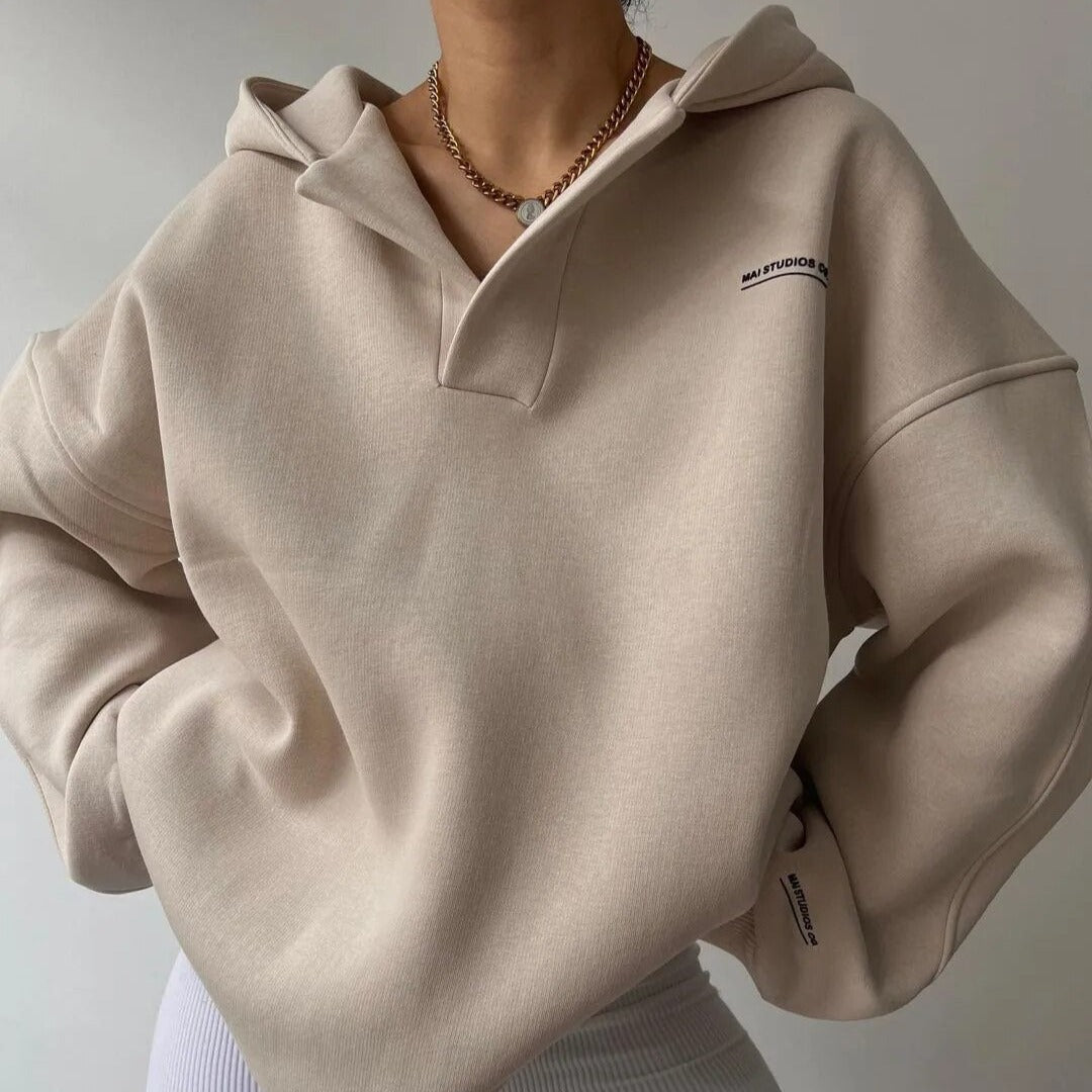 Women's V-Neck Hoodie Sweatshirt for Casual Wear